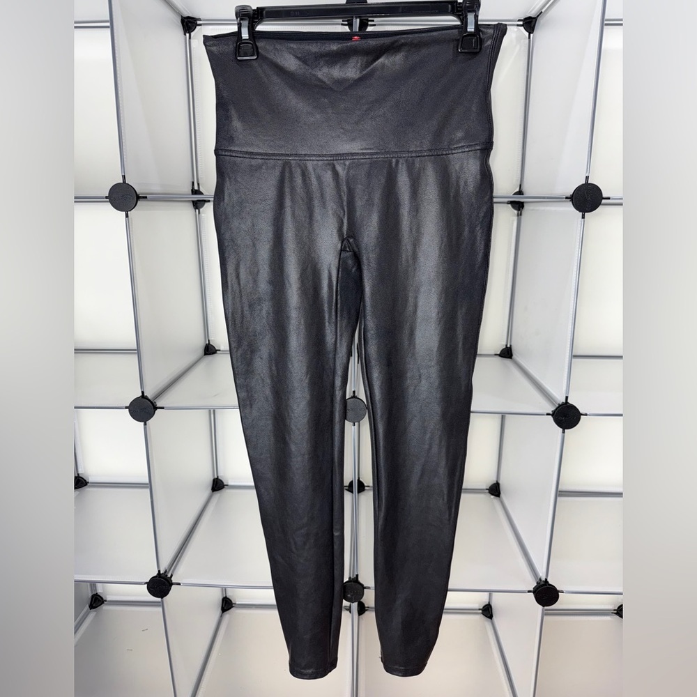 SPANX Women's Shaping Faux Leather Leggings Black Size XL - Picture 4 of 12
